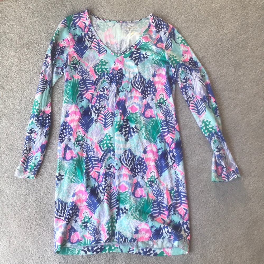 Lilly Pulitzer 100% cotton long sleeve vneck dress
